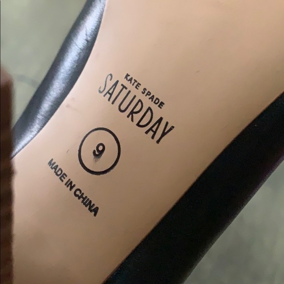 KATE SPADE SATURDAY Black Leather Block Heel Shoes - Picture 10 of 16